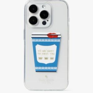 Kate Spade Clear and Blue Phone Coffee Case iPhone 15 pro max
